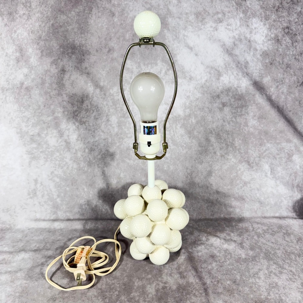 Vtg 1997 Figi Graphics Golf Ball Table Lamp Country Club Desk Light Decor 18"